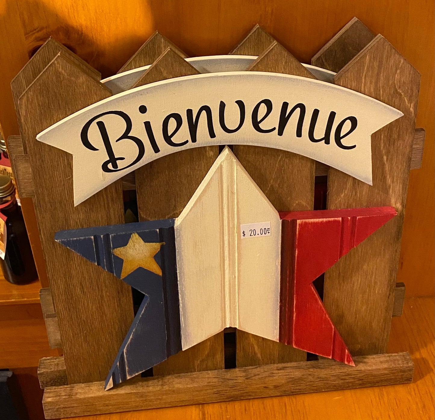 Décoration en bois : Étoile de bienvenue