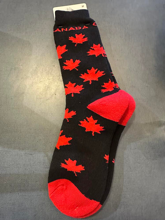 Black Socks with Red Maple Leafs + Canada