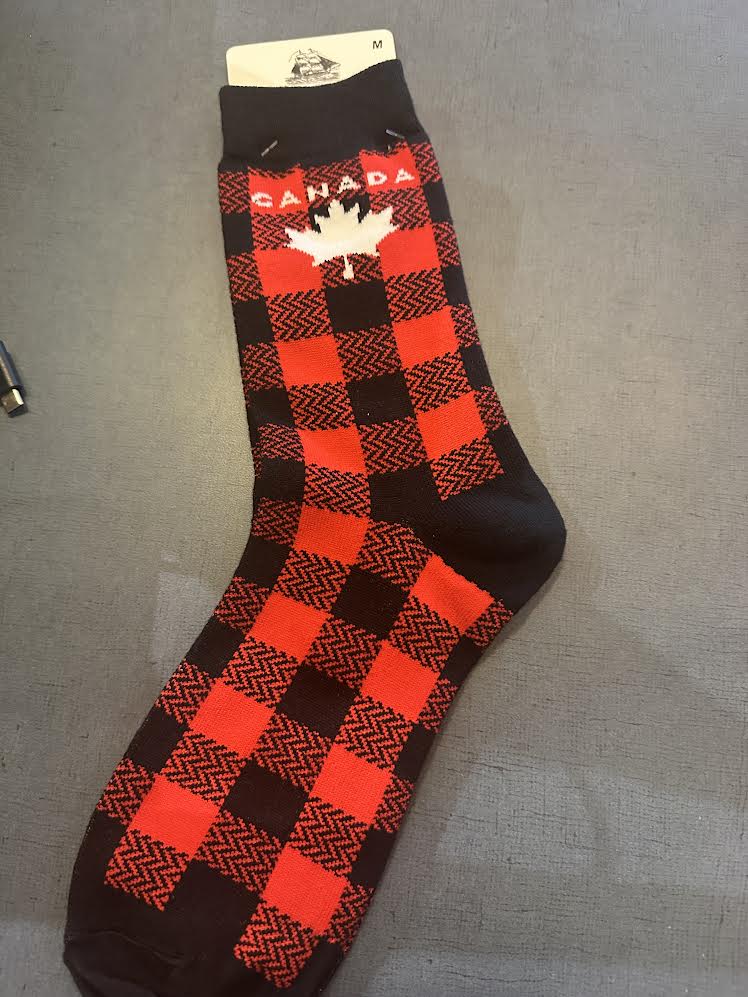 Red & Black Plaid Canada socks