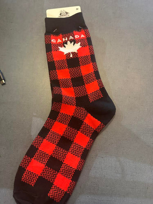 Red & Black Plaid Canada socks