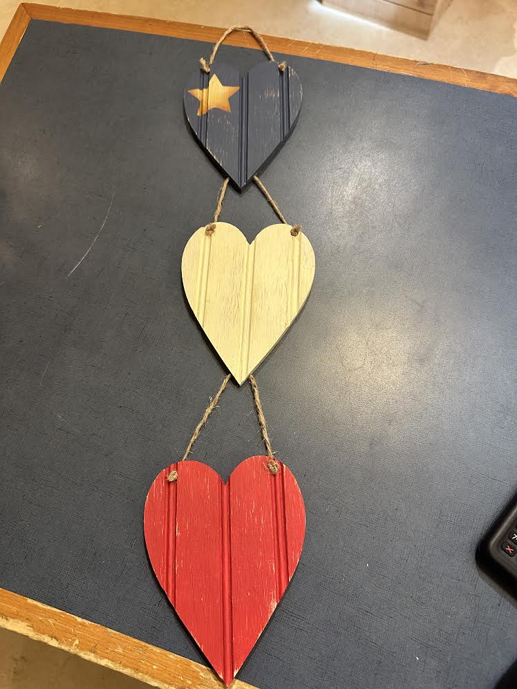 3 Vertical Wooden Hearts