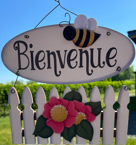 Décoration en bois : Clôture de jardin « Bienvenue »