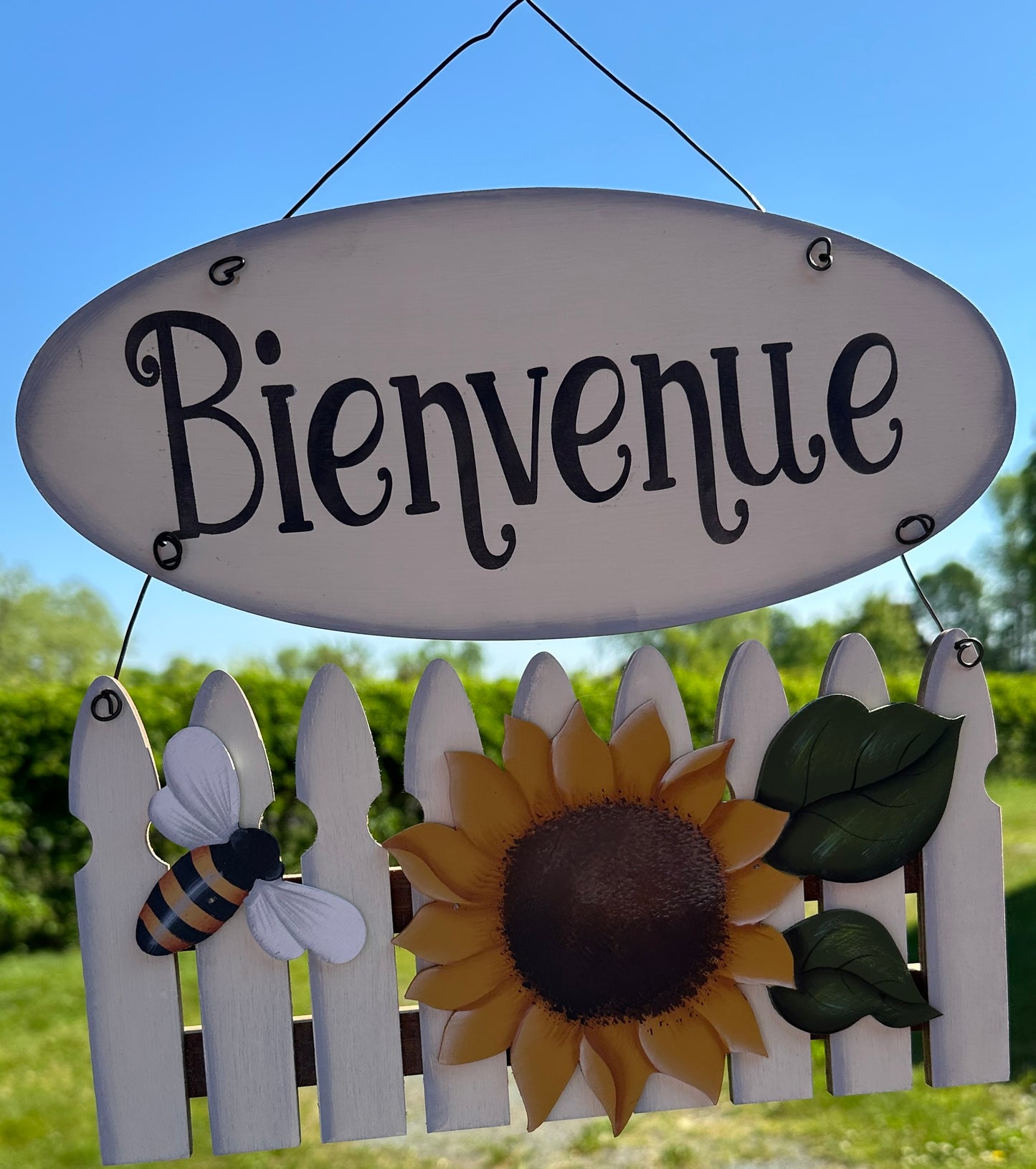 Décoration en bois : Clôture de jardin « Bienvenue »