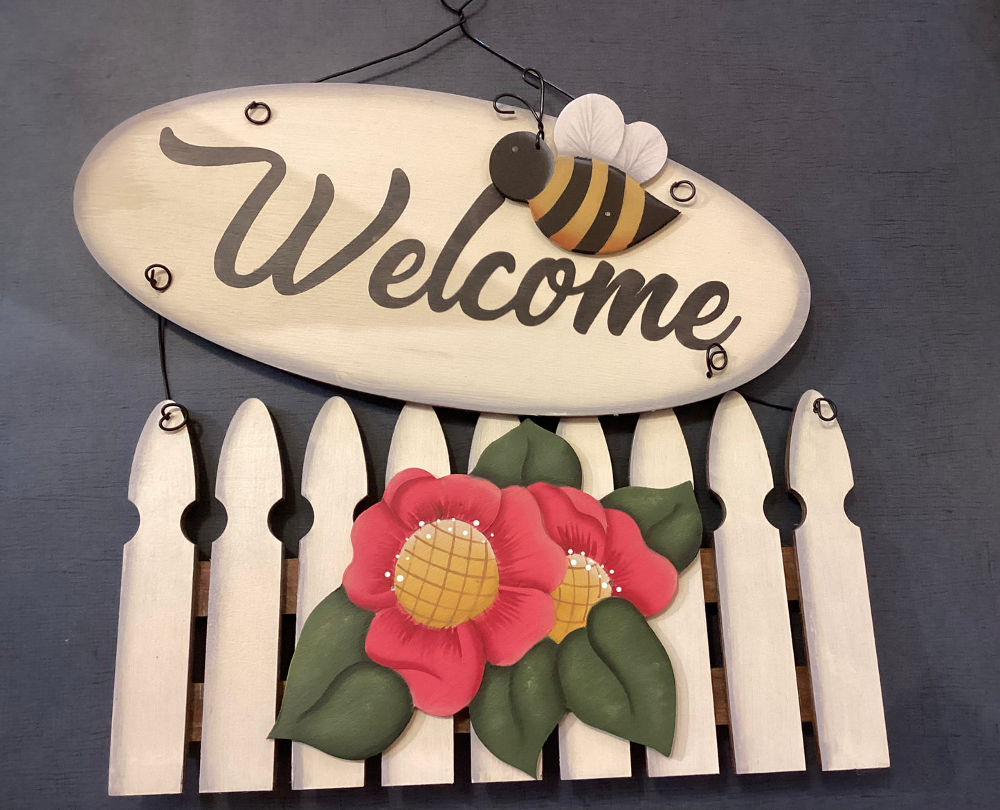 Décoration en bois : Clôture de jardin « Bienvenue »