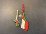 Wooden decoration: Acadian flag with Holly ornament