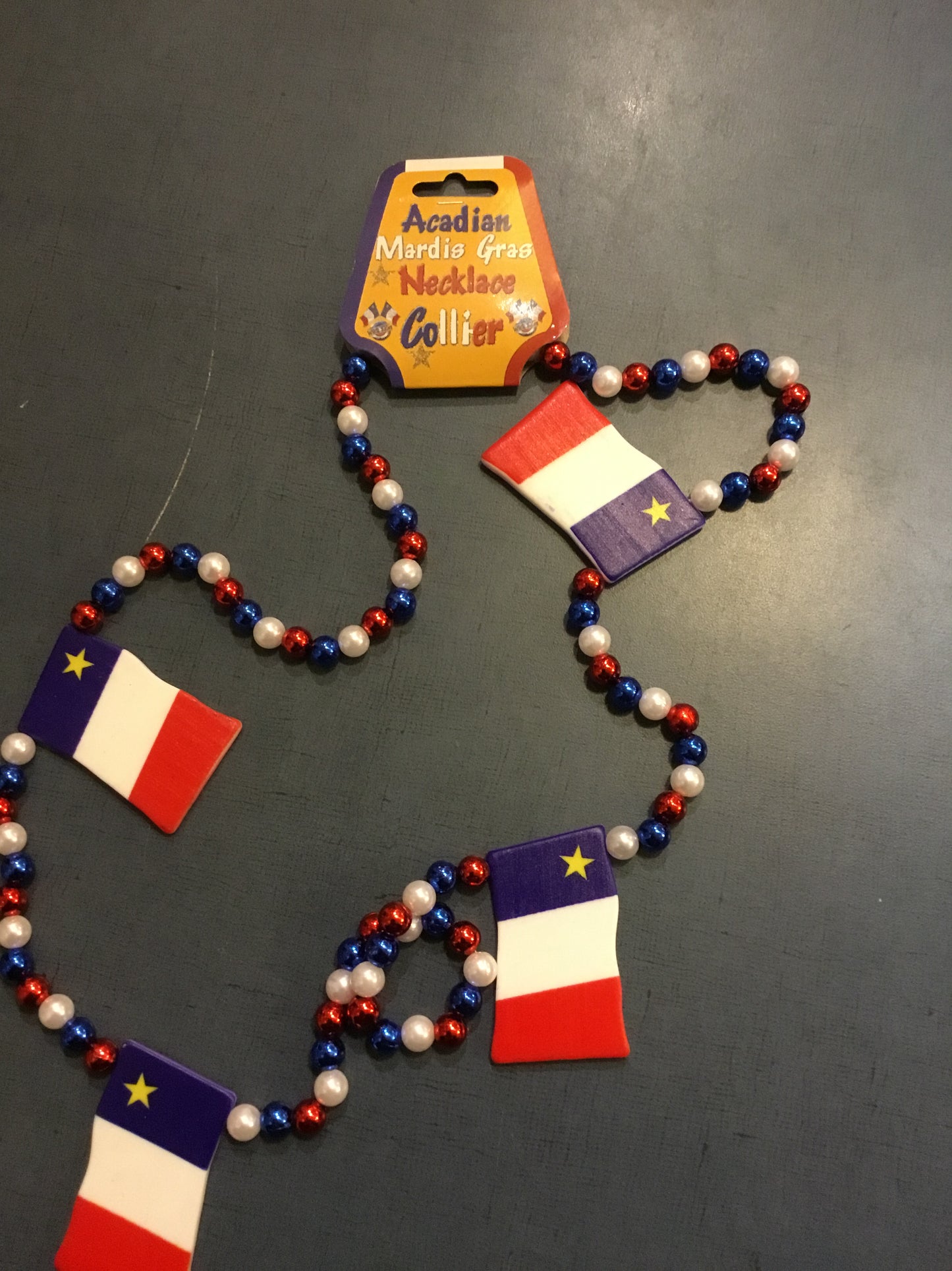 Perles du Mardi Gras - Drapeau acadien