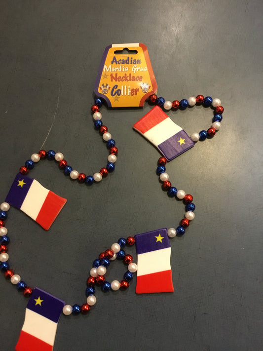 Perles du Mardi Gras - Drapeau acadien