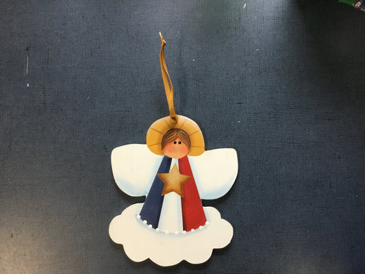 Décoration en bois : Ornement d'ange acadien