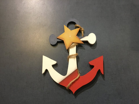 Wooden Decoration: Hanging Acadian Anchor