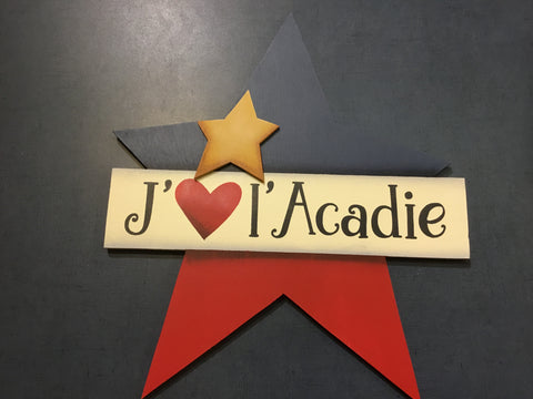 Wooden Decoration: J'❤️ L'Acadie Acadian Star