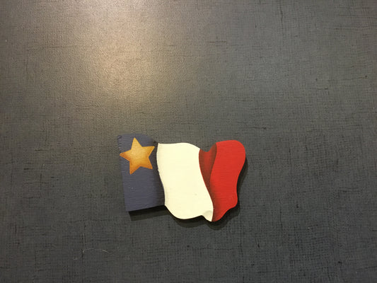 Décoration en bois : Aimant drapeau acadien