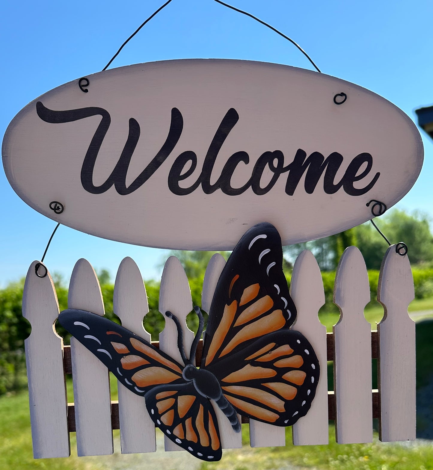 Décoration en bois : Clôture de jardin « Bienvenue »