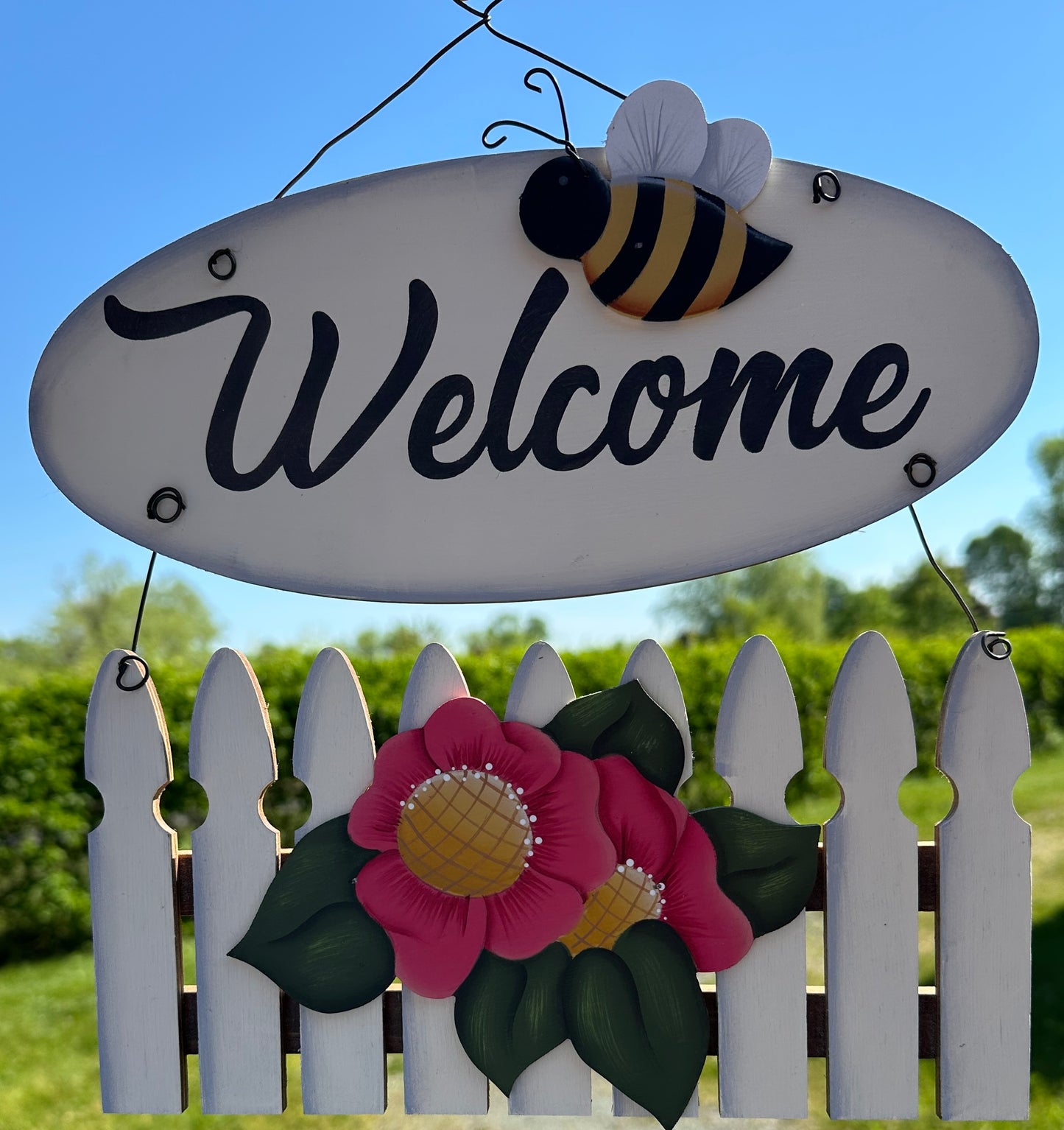 Décoration en bois : Clôture de jardin « Bienvenue »