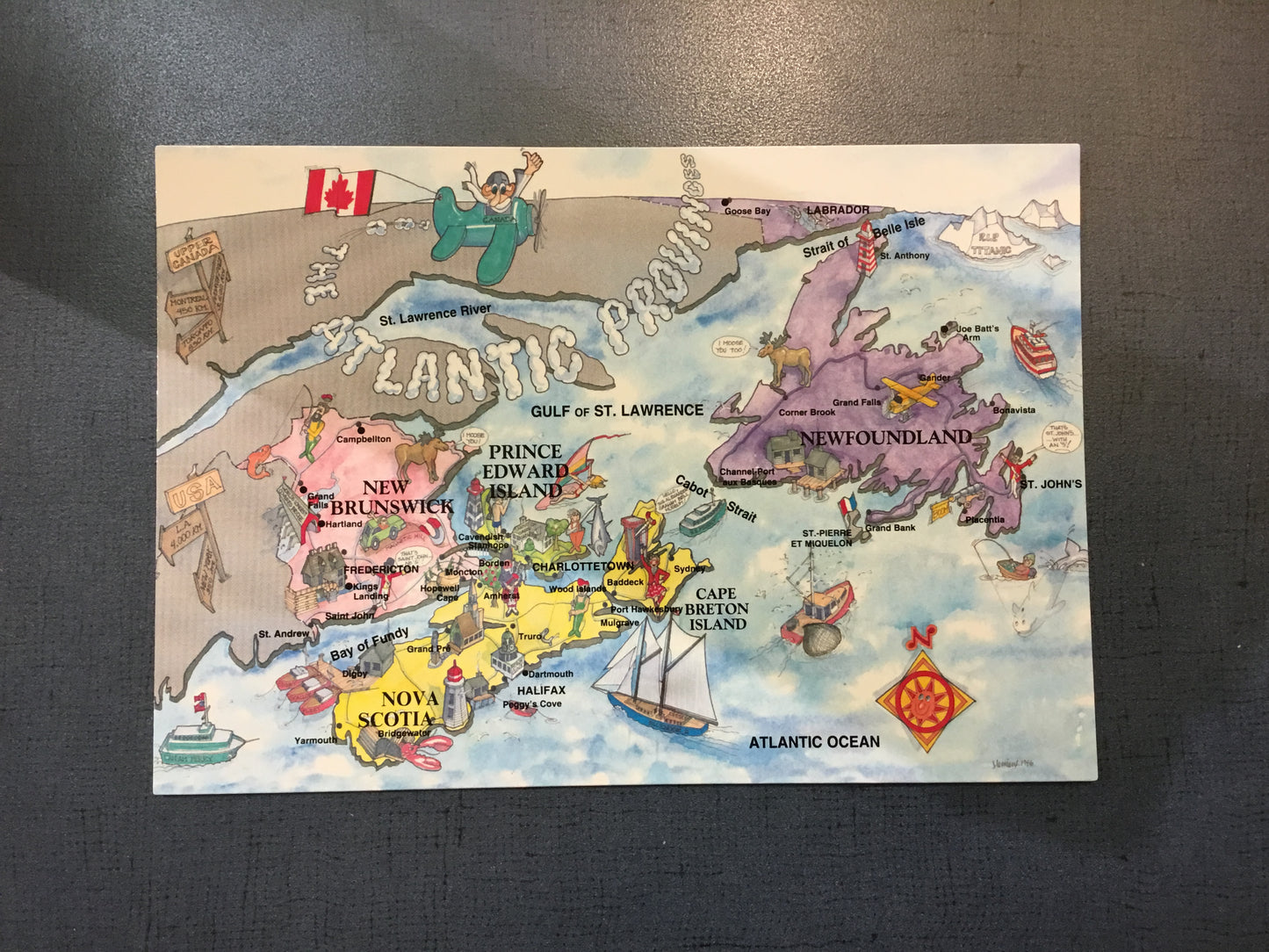 Carte postale : Carte du Canada atlantique
