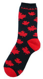 Cotton Socks: Canada Maple Leaf Black