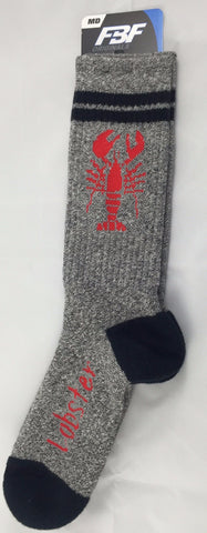 Cotton Socks: 2 Stripe Lobster Silhouette