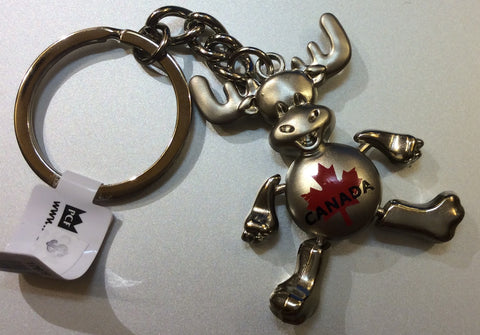 Keychain: Moose with Maple Leaf and Canada wording
