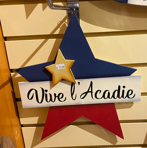 Wooden Decoration: Vive L'Acadie Acadian Star