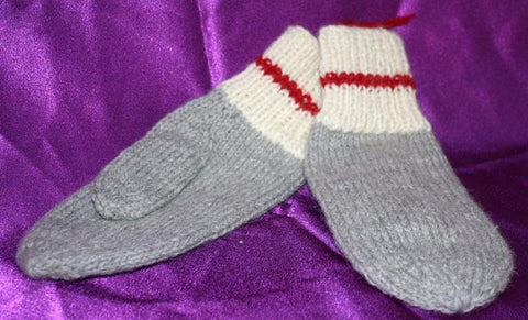 Wool Mittens: Worksock traditional haze/eru/cherry combo colour