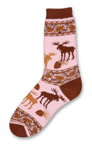 Cotton Socks: Pink Moose