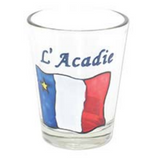 Shot Glass: Acadie Wording with Flag