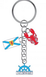 Keychain: Nova Scotia Flag with Lobster and Wheel