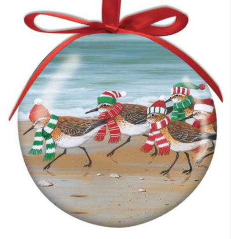 Ornament: Ball Sandpipers at Christmas