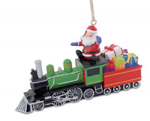 Ornament: Train w/Santa Lodge