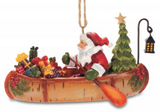 Ornament: Santa in Birch Canoe Resin