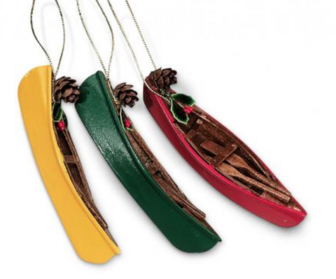 Ornament: Canoe Wooden Assorted Colours