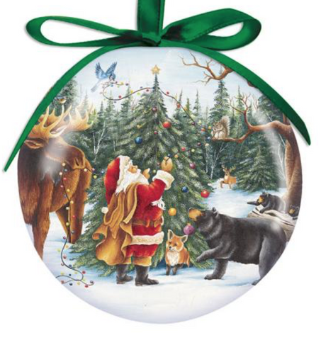 Ornament: Ball Santa with Animals