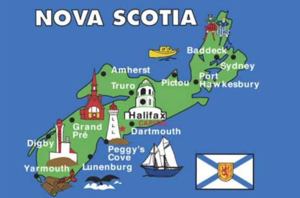Carte postale : Carte bleue de la Nouvelle-Écosse 5x7 avec photos détaillées