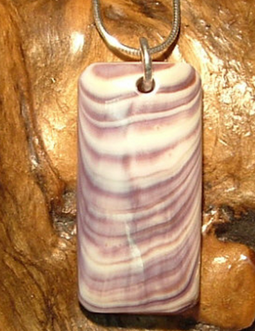 Pendant Wampum P003 Rectangle: Hand carved by Acadian Artist Marci Poirier