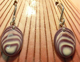 Earrings Wampum E10 Solid Oval: Hand carved by Acadian Artist Marci Poirier