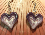 Earrings Wampum E13 Indented Heart: Hand carved by Acadian Artist Marci Poirier