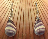 Earrings Wampum E14 Teardrop: Hand carved by Acadian Artist Marci Poirier