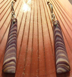 Earrings Wampum E17 Long Thin: Hand carved by Acadian Artist Marci Poirier