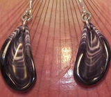 Earrings Wampum E41 Mussels: Hand carved by Acadian Artist Marci Poirier