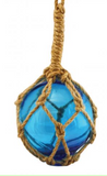 Ornament: Glass Float w/Rope Assorted Colours