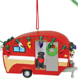Ornament: Camper with Dog Resin