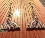 Earrings Wampum E026 Whale Tails: Hand carved by Acadian Artist Marci Poirier