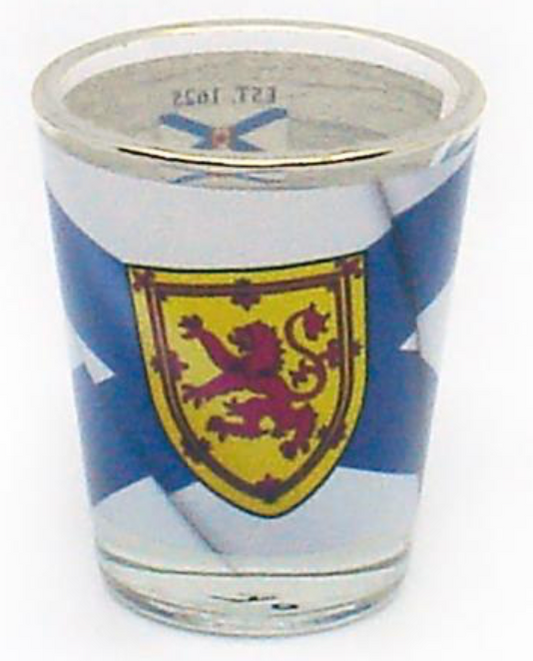 Verre à shot : SHTP2NS6400 Drapeau ondulant de la Nouvelle-Écosse avec bord doré