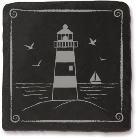 Coasters: Slate with Lighthouse Image