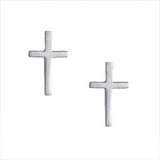 Post Earrings: Classic Cross Hand Crafted Pewter