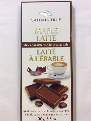 Chocolate Bar: Milk 100g Maple Latte Chocolate Canada True