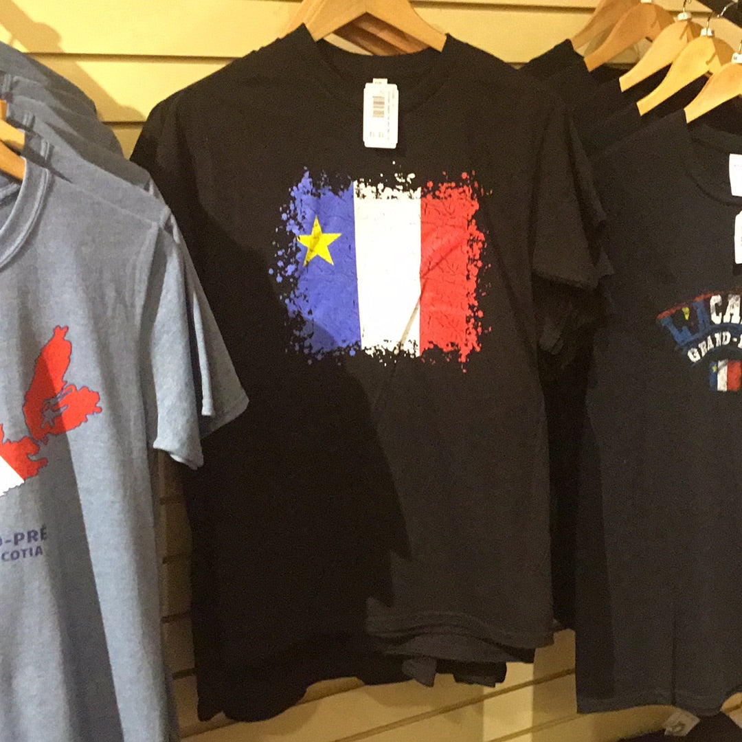 T-shirt « Grunge » avec le drapeau acadien