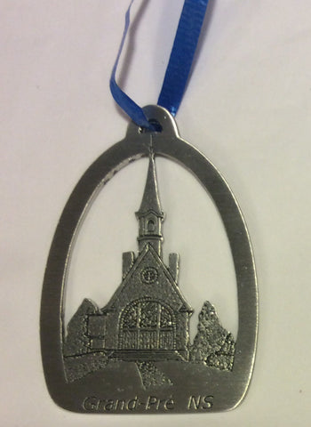 Ornament: Grand-Pré Church 2.75" Handcrafted Pewter