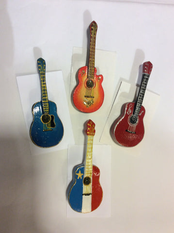 Lapel Pin: Guitar Hand Painted in Assorted colours