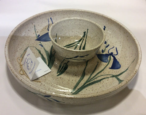 Pottery: Chip N Dip Set in Blue Iris Collection