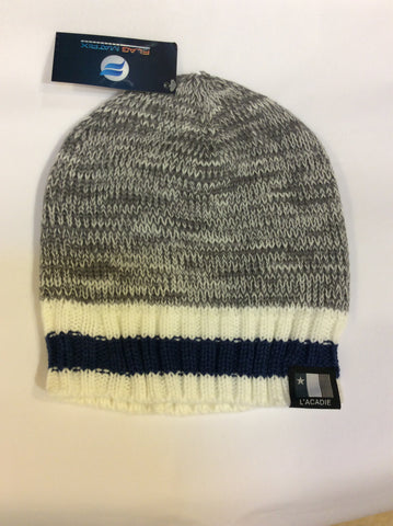 Hat Tuque: L'Acadie Pepper Grey with Blue Trim